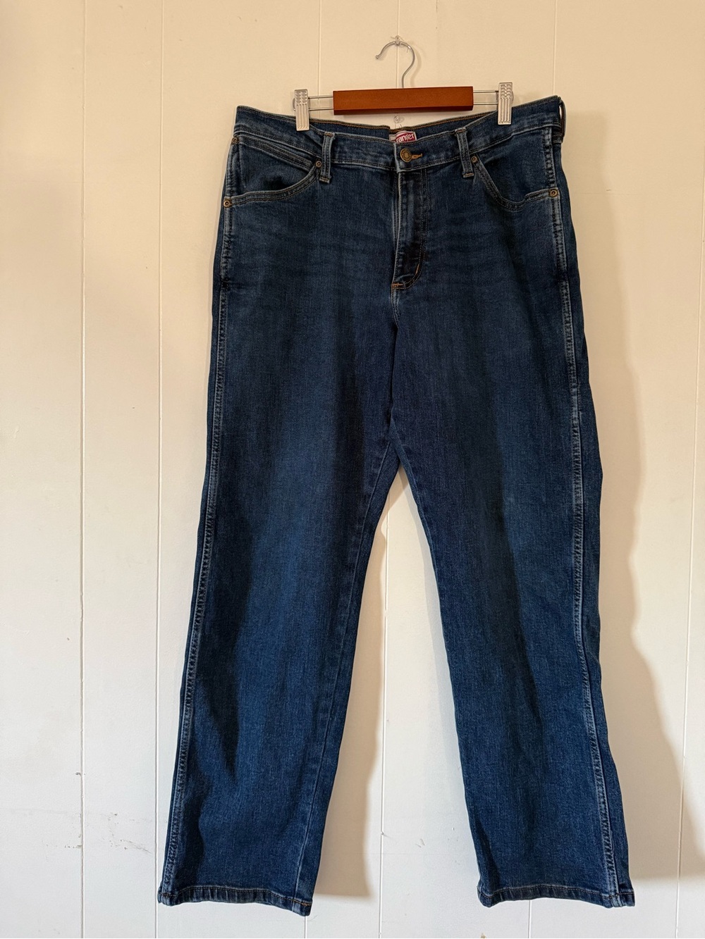 Wrangler Blue Denim Jeans with Red Stitching Accent